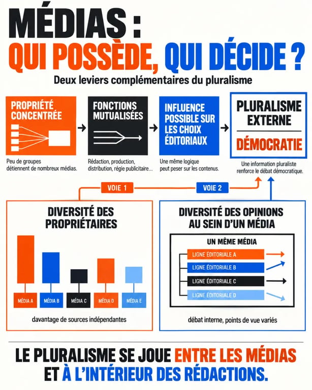 Infographie sur l'impact de la concentration des médias sur le pluralisme