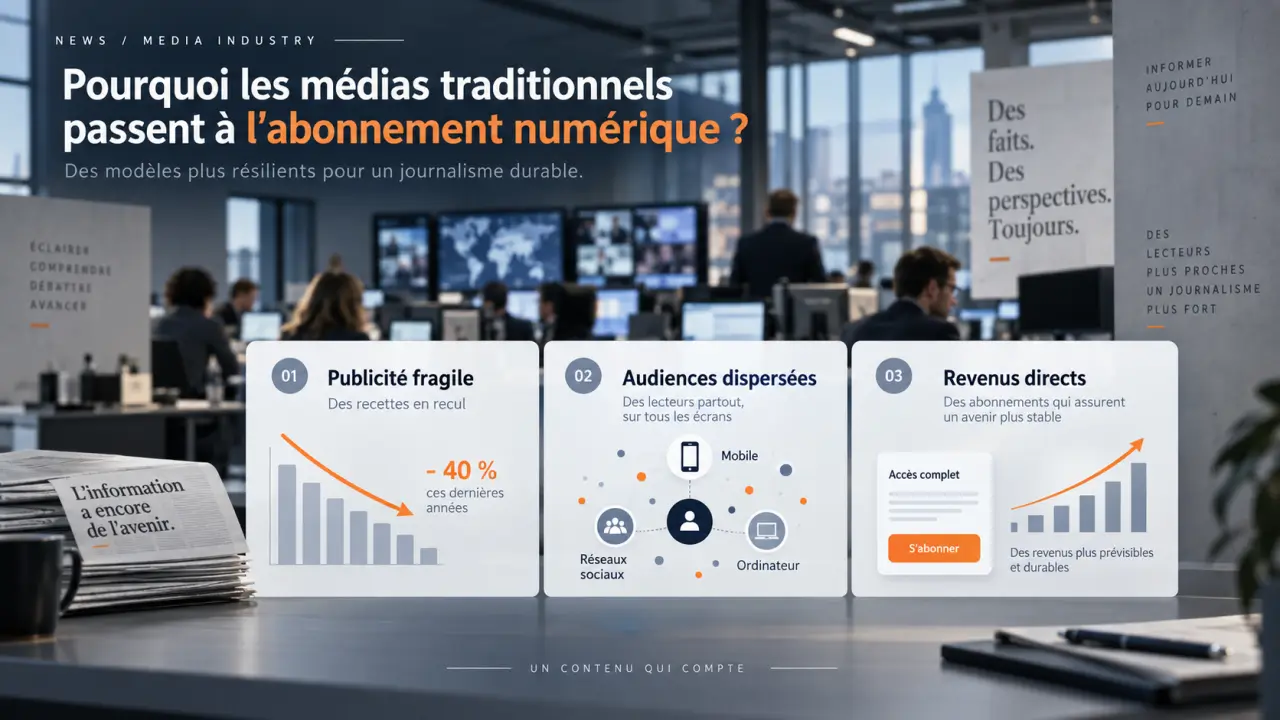 Pourquoi les médias traditionnels passent-ils à l’abonnement numérique ? Publicité fragile, audiences dispersées, revenus directs