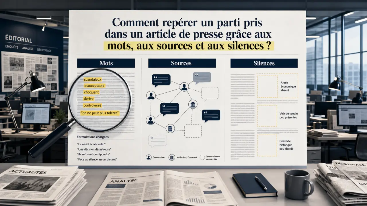 Comment repérer un parti pris dans un article de presse grâce aux mots, aux sources et aux silences ?