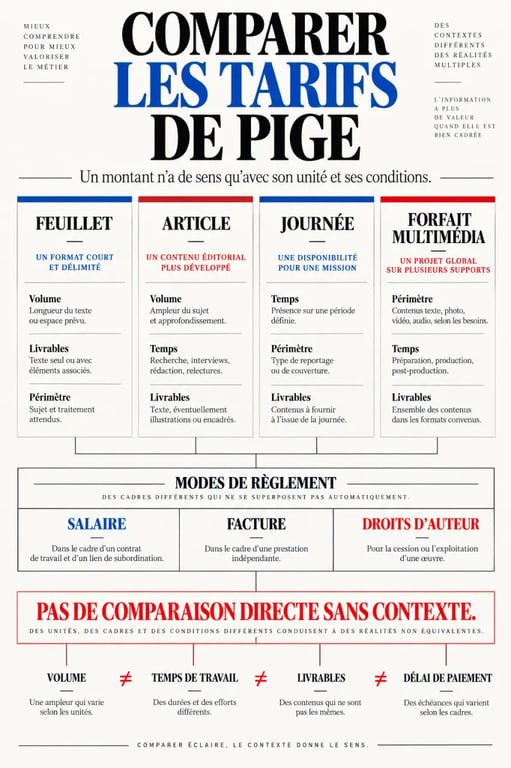 Paye ta pige : visualisation des unités et modes de rémunération des piges