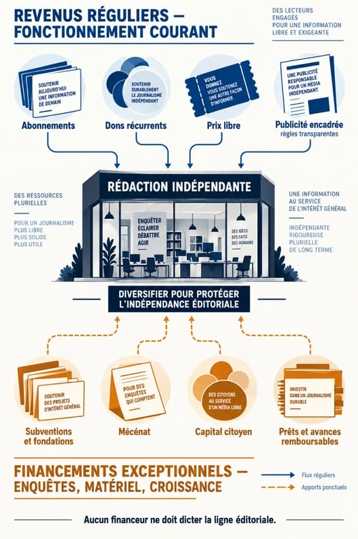 Infographie expliquant comment le journalisme indépendant se finance-t-il aujourd'hui