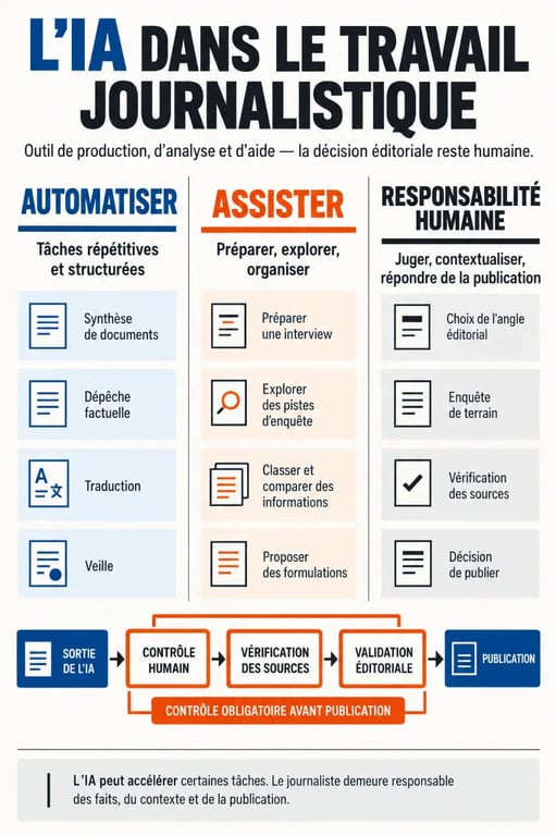 Infographie sur la question est-ce que l’intelligence artificielle peut remplacer les rédacteurs de presse