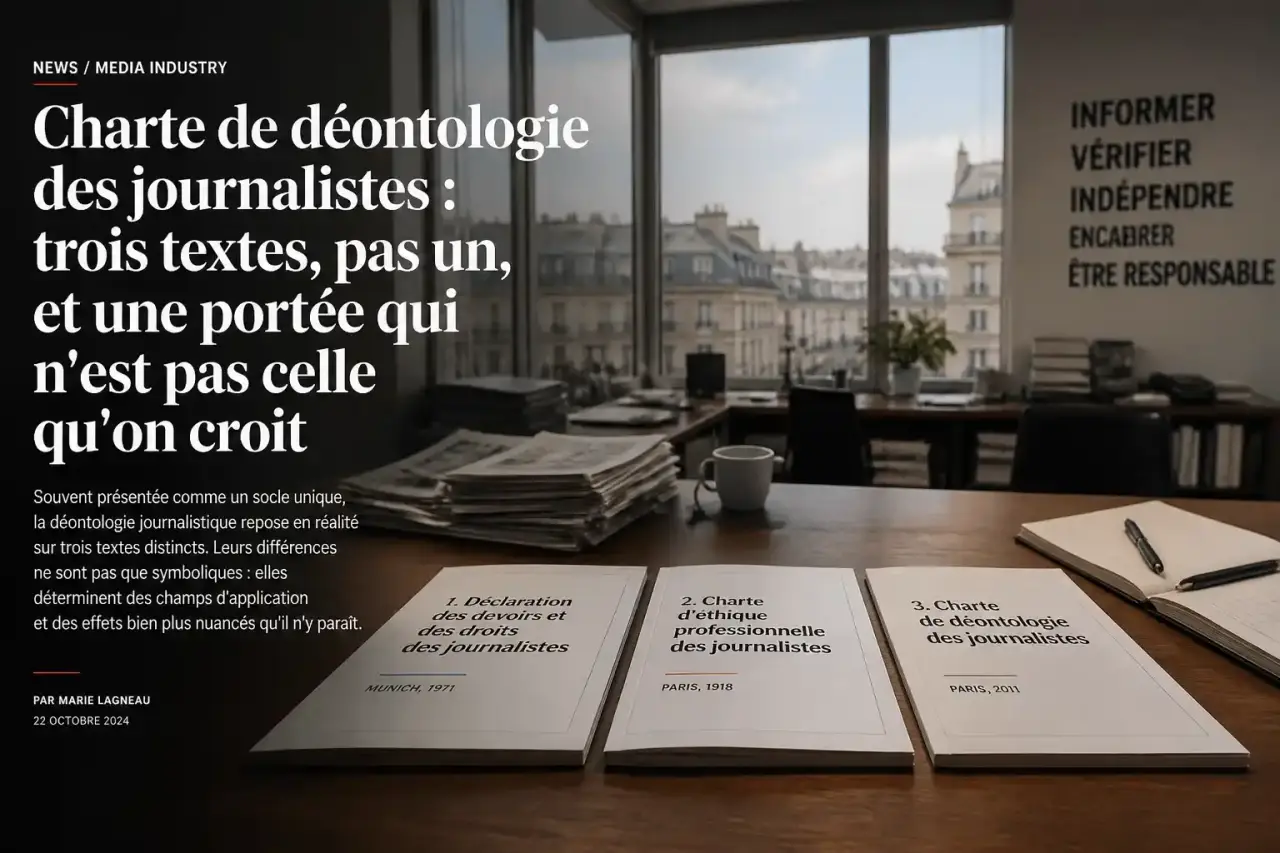 Charte de déontologie des journalistes : trois textes, pas un, et une portée qui n'est pas celle qu'on croit